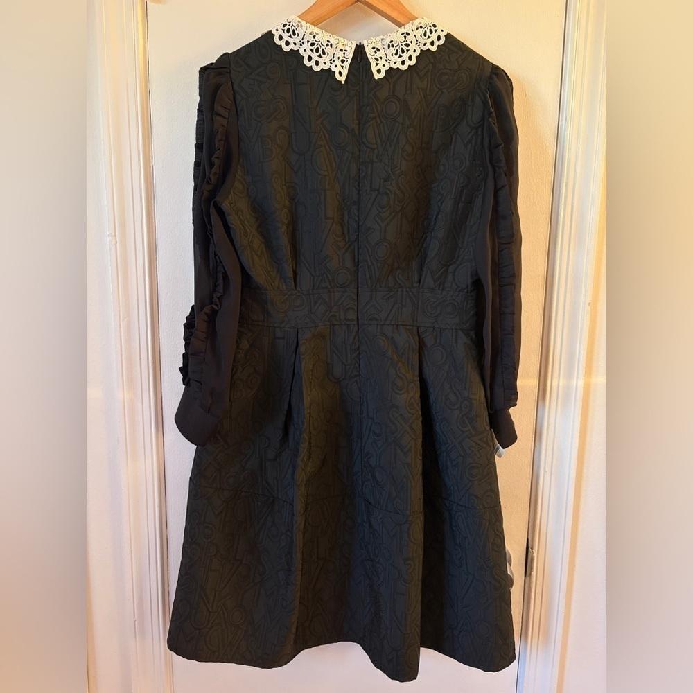 Burryco Statement Collar Black Dress Lined Long Sleeve Wednesday Addams sz 10 - Picture 4 of 13